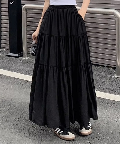 Flugge(フラッジー)の「ティアードロングスカート(スカート・レディース・アイボリー/ブラック・MEDIUM/LARGE)」の7枚目の写真