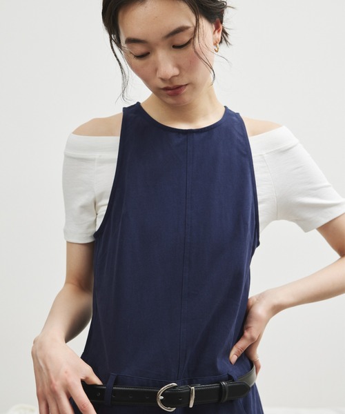 ELTONE(エルトーン)の「オフショルダーコンパクトTシャツ(Tシャツ/カットソー・レディース・ホワイト/ネイビー/ブラック・FREE)」の11枚目の写真