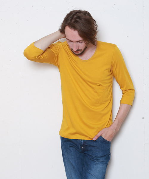 FACTOTUM（ファクトタム）の「【VALLIS】バイオシルキーシリーズ　7分袖カットソー（Tシャツ/カットソー・メンズ・クリーム/ブルー/レッド/ブラック/パープル/イエロー/ピンク/オレンジ/ベージュ・46/48/44）」の7枚目の写真