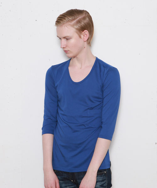 FACTOTUM（ファクトタム）の「【VALLIS】バイオシルキーシリーズ　7分袖カットソー（Tシャツ/カットソー・メンズ・クリーム/ブルー/レッド/ブラック/パープル/イエロー/ピンク/オレンジ/ベージュ・46/48/44）」の5枚目の写真