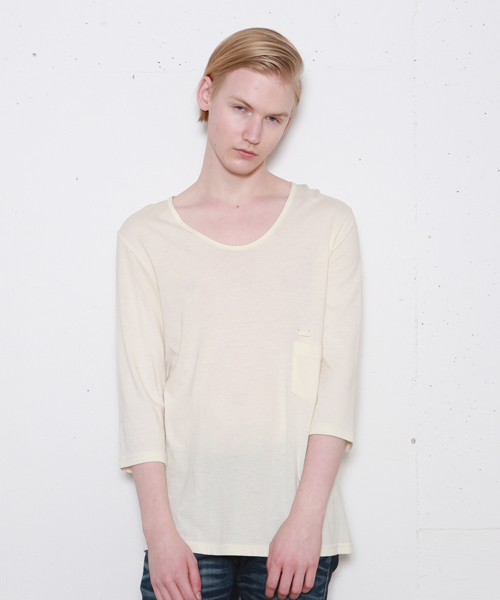 FACTOTUM（ファクトタム）の「【VALLIS】バイオシルキーシリーズ　7分袖カットソー（Tシャツ/カットソー・メンズ・クリーム/ブルー/レッド/ブラック/パープル/イエロー/ピンク/オレンジ/ベージュ・46/48/44）」の4枚目の写真