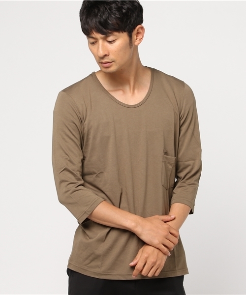 FACTOTUM（ファクトタム）の「【VALLIS】バイオシルキーシリーズ　7分袖カットソー（Tシャツ/カットソー・メンズ・クリーム/ブルー/レッド/ブラック/パープル/イエロー/ピンク/オレンジ/ベージュ・46/48/44）」の3枚目の写真