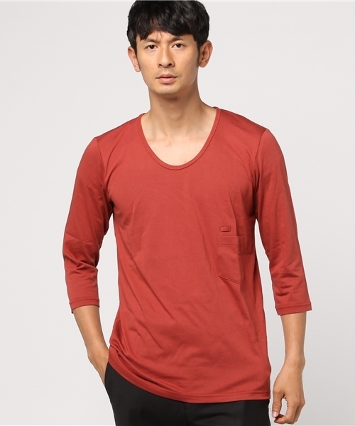 FACTOTUM（ファクトタム）の「【VALLIS】バイオシルキーシリーズ　7分袖カットソー（Tシャツ/カットソー・メンズ・クリーム/ブルー/レッド/ブラック/パープル/イエロー/ピンク/オレンジ/ベージュ・46/48/44）」の9枚目の写真