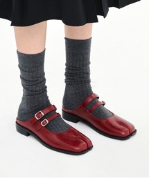 PAES（ペイズ）の「Double Buckle Mule　20255 Burgundy（サンダル）」