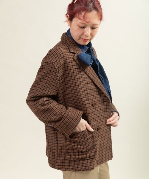 CHILD WOMAN(チャイルドウーマン)の「先染めウール ダブルジャケット(テーラードジャケット・レディース・ダークブラウン・FREE)」の14枚目の写真