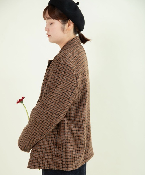 CHILD WOMAN(チャイルドウーマン)の「先染めウール ダブルジャケット(テーラードジャケット・レディース・ダークブラウン・FREE)」の5枚目の写真
