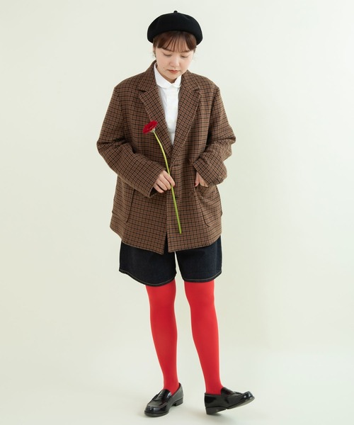 CHILD WOMAN(チャイルドウーマン)の「先染めウール ダブルジャケット(テーラードジャケット・レディース・ダークブラウン・FREE)」の3枚目の写真