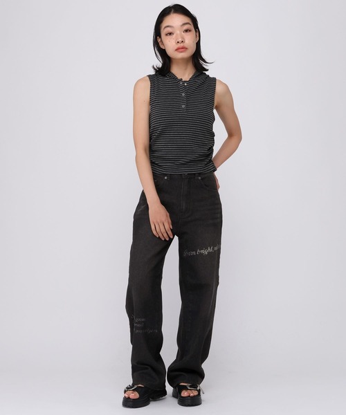 3.3 Field Trip (3.3フィールドトリップ)の「3.3 Field Trip/レタリングロゴストレートデニム(デニムパンツ・レディース・チャコール/インディゴブルー・MEDIUM/SMALL)」の11枚目の写真