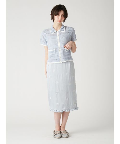 FURFUR(ファーファー)の「クロシェニットハーフスリーブカーディガン(カーディガン/ボレロ・レディース・ホワイト/サックスブルー/その他・F)」の9枚目の写真