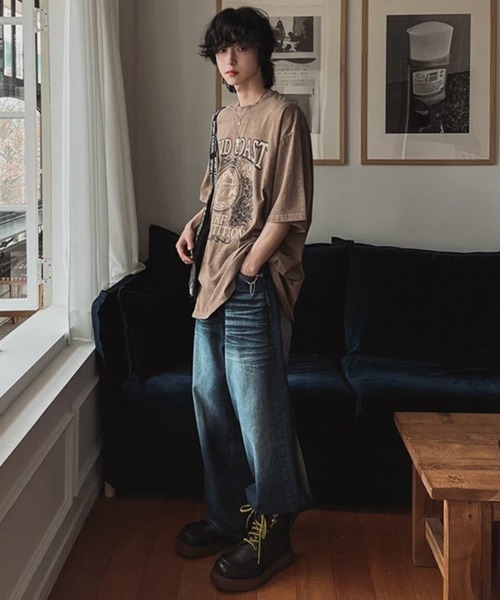 NOWLE(ノウル)の「【NOWLE】ピグメント加工 ヴィンテージライク サーフグラフィック 半袖 Tシャツ / プリント Tシャツ(Tシャツ/カットソー・メンズ・ブラウン・SMALL/MEDIUM/LARGE)」の7枚目の写真