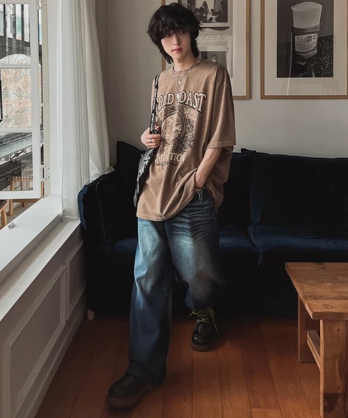 NOWLE(ノウル)の「【NOWLE】ピグメント加工 ヴィンテージライク サーフグラフィック 半袖 Tシャツ / プリント Tシャツ(Tシャツ/カットソー・メンズ・ブラウン・SMALL/MEDIUM/LARGE)」の8枚目の写真