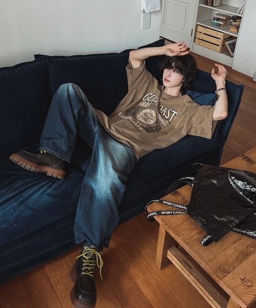 NOWLE(ノウル)の「【NOWLE】ピグメント加工 ヴィンテージライク サーフグラフィック 半袖 Tシャツ / プリント Tシャツ(Tシャツ/カットソー・メンズ・ブラウン・SMALL/MEDIUM/LARGE)」の9枚目の写真
