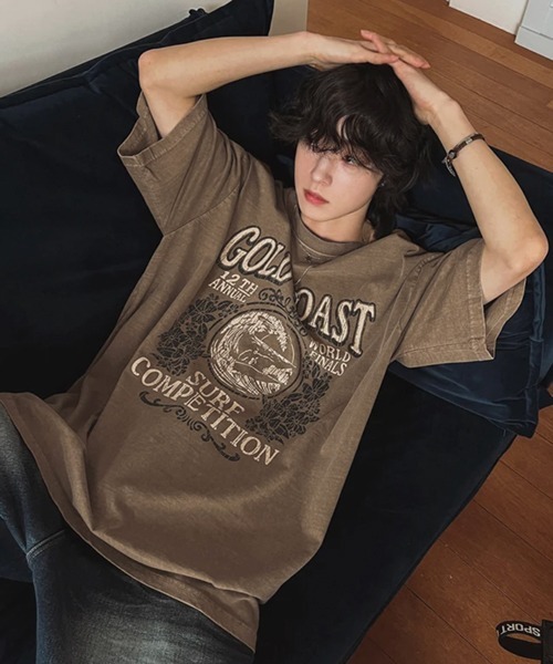 NOWLE(ノウル)の「【NOWLE】ピグメント加工 ヴィンテージライク サーフグラフィック 半袖 Tシャツ / プリント Tシャツ(Tシャツ/カットソー・メンズ・ブラウン・SMALL/MEDIUM/LARGE)」の10枚目の写真