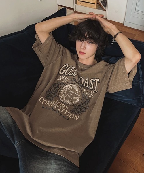 NOWLE(ノウル)の「【NOWLE】ピグメント加工 ヴィンテージライク サーフグラフィック 半袖 Tシャツ / プリント Tシャツ(Tシャツ/カットソー・メンズ・ブラウン・SMALL/MEDIUM/LARGE)」の11枚目の写真