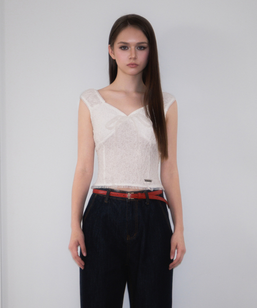ROSEFRANTZ（ロゼフランツ）の「Chiffon Ribbon Crinkle Sleeveless [Ivory]（Tシャツ/カットソー・レディース・アイボリー・SMALL/MEDIUM）」の2枚目の写真
