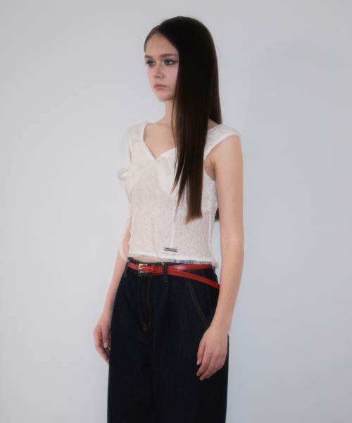 ROSEFRANTZ（ロゼフランツ）の「Chiffon Ribbon Crinkle Sleeveless [Ivory]（Tシャツ/カットソー・レディース・アイボリー・SMALL/MEDIUM）」の3枚目の写真