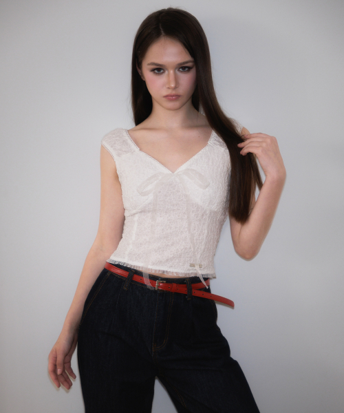 ROSEFRANTZ（ロゼフランツ）の「Chiffon Ribbon Crinkle Sleeveless [Ivory]（Tシャツ/カットソー・レディース・アイボリー・SMALL/MEDIUM）」の6枚目の写真