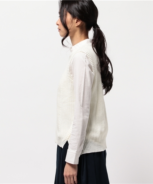 ikka（イッカ）の「5G畦アイレットベスト（ベスト・レディース・ネイビー/ベージュ/オフホワイト・FREE）」の5枚目の写真