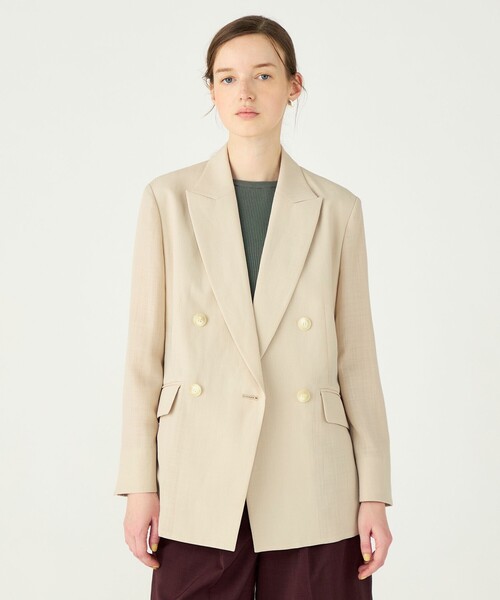 BALLSEY(ボールジィ)の「エアリースラブ ダブルブレストジャケット(テーラードジャケット・レディース・ネイビー/ベージュ・34/36)」の10枚目の写真