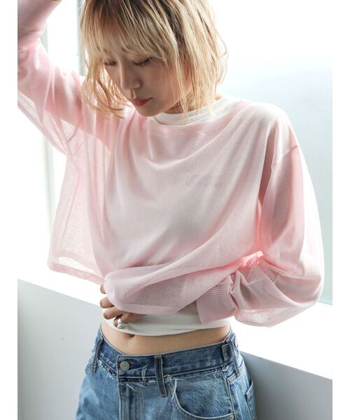 Ungrid(アングリッド)の「接触冷感ボートネックビックシルエットニット(ニット/セーター・レディース・オフホワイト/ピンク/ブラック・FREE)」の12枚目の写真