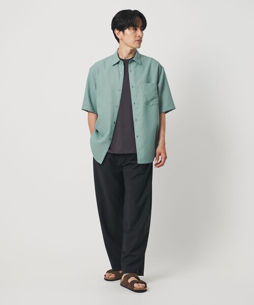 BEAUTY&YOUTH UNITED ARROWS(ビューティーアンドユースユナイテッドアローズ)の「ライト リネンタッチ ストライプ レギュラーカラー シャツ FORM TAPERD型(シャツ/ブラウス・メンズ・ライム・L/M/S/XL)」の14枚目の写真