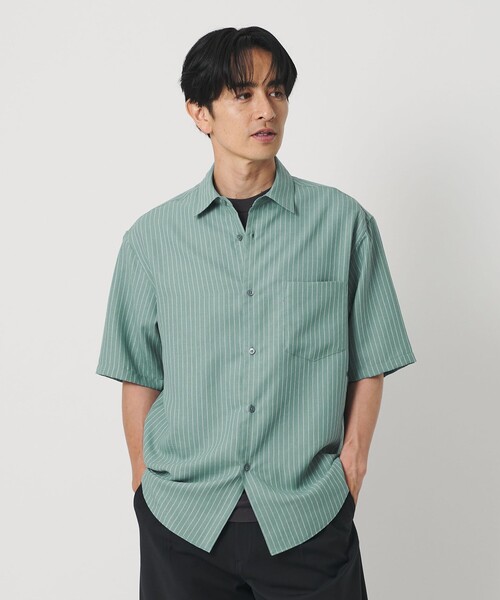 BEAUTY&YOUTH UNITED ARROWS(ビューティーアンドユースユナイテッドアローズ)の「ライト リネンタッチ ストライプ レギュラーカラー シャツ FORM TAPERD型(シャツ/ブラウス・メンズ・ライム・L/M/S/XL)」の15枚目の写真