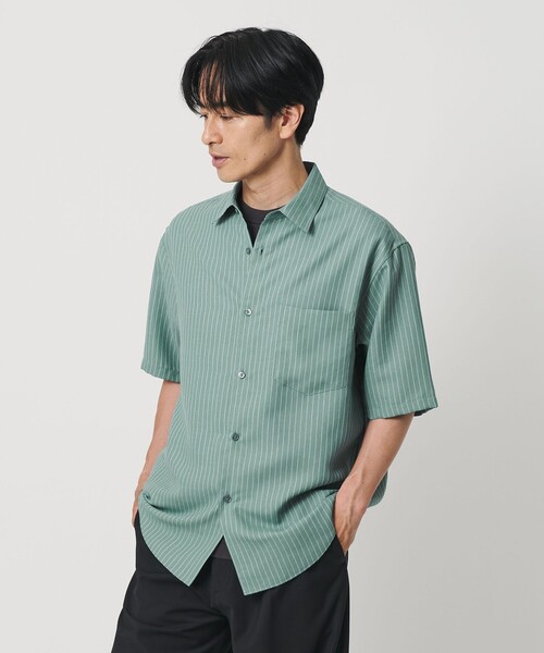 BEAUTY&YOUTH UNITED ARROWS(ビューティーアンドユースユナイテッドアローズ)の「ライト リネンタッチ ストライプ レギュラーカラー シャツ FORM TAPERD型(シャツ/ブラウス・メンズ・ライム・L/M/S/XL)」の16枚目の写真