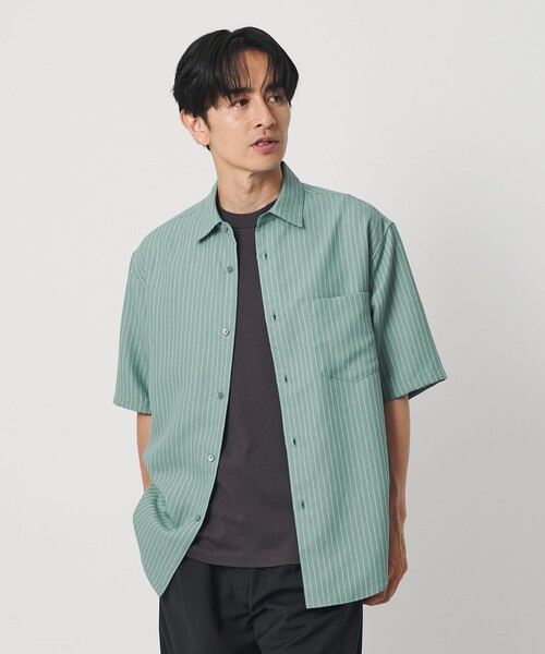 BEAUTY&YOUTH UNITED ARROWS(ビューティーアンドユースユナイテッドアローズ)の「ライト リネンタッチ ストライプ レギュラーカラー シャツ FORM TAPERD型(シャツ/ブラウス・メンズ・ライム・L/M/S/XL)」の8枚目の写真