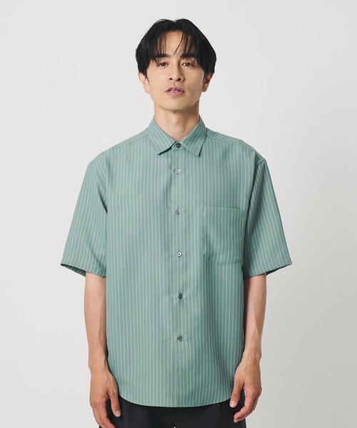 BEAUTY&YOUTH UNITED ARROWS(ビューティーアンドユースユナイテッドアローズ)の「ライト リネンタッチ ストライプ レギュラーカラー シャツ FORM TAPERD型(シャツ/ブラウス・メンズ・ライム・L/M/S/XL)」の9枚目の写真
