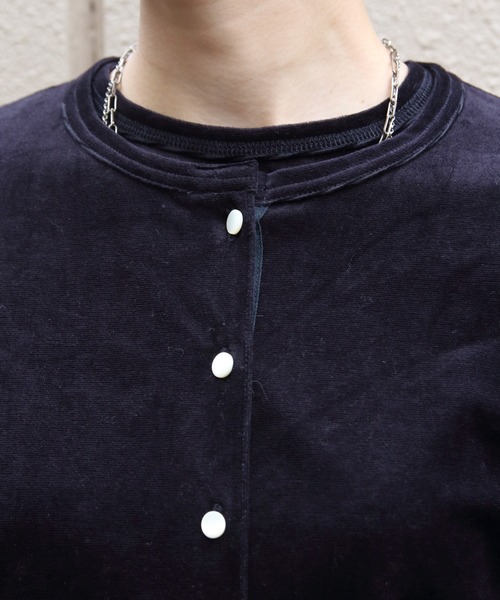 STEPS(ステップス)の「THE SHINZONE/シンゾーン ベロアカーディガン VELOUR CARDIGAN 26AMSCU05(カーディガン/ボレロ・レディース・グリーン/ネイビー・FREE)」の12枚目の写真