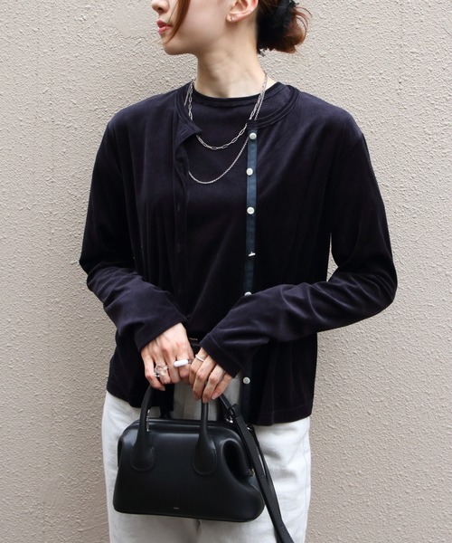 STEPS(ステップス)の「THE SHINZONE/シンゾーン ベロアカーディガン VELOUR CARDIGAN 26AMSCU05(カーディガン/ボレロ・レディース・グリーン/ネイビー・FREE)」の13枚目の写真