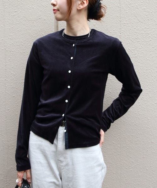 STEPS(ステップス)の「THE SHINZONE/シンゾーン ベロアカーディガン VELOUR CARDIGAN 26AMSCU05(カーディガン/ボレロ・レディース・グリーン/ネイビー・FREE)」の14枚目の写真