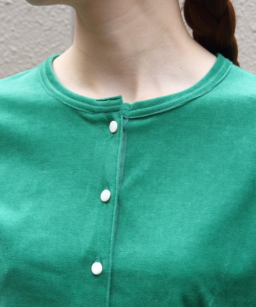 STEPS(ステップス)の「THE SHINZONE/シンゾーン ベロアカーディガン VELOUR CARDIGAN 26AMSCU05(カーディガン/ボレロ・レディース・グリーン/ネイビー・FREE)」の3枚目の写真