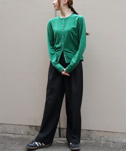 STEPS(ステップス)の「THE SHINZONE/シンゾーン ベロアカーディガン VELOUR CARDIGAN 26AMSCU05(カーディガン/ボレロ・レディース・グリーン/ネイビー・FREE)」の7枚目の写真