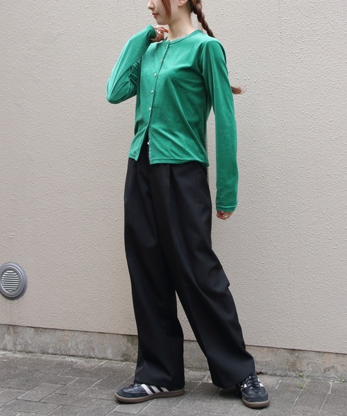 STEPS(ステップス)の「THE SHINZONE/シンゾーン ベロアカーディガン VELOUR CARDIGAN 26AMSCU05(カーディガン/ボレロ・レディース・グリーン/ネイビー・FREE)」の8枚目の写真