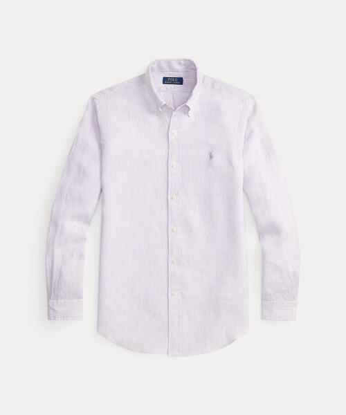 POLO RALPH LAUREN（ポロ ラルフ ローレン）の「クラシック フィット ストライプド リネン シャツ（シャツ/ブラウス・メンズ・パープル・L/M/S）」の2枚目の写真
