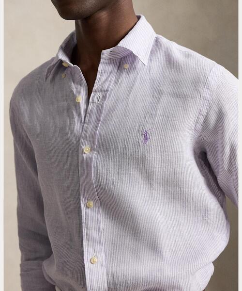 POLO RALPH LAUREN（ポロ ラルフ ローレン）の「クラシック フィット ストライプド リネン シャツ（シャツ/ブラウス・メンズ・パープル・L/M/S）」の5枚目の写真