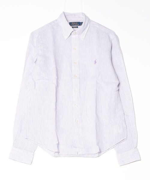 POLO RALPH LAUREN（ポロ ラルフ ローレン）の「クラシック フィット ストライプド リネン シャツ（シャツ/ブラウス・メンズ・パープル・L/M/S）」の7枚目の写真