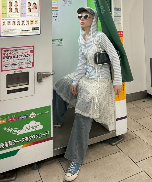 Alley Tokyo(アリートーキョー)の「ボーダーフードシアーT(Tシャツ/カットソー・レディース・ネイビー/イエロー/サックスブルー・FREE)」の20枚目の写真