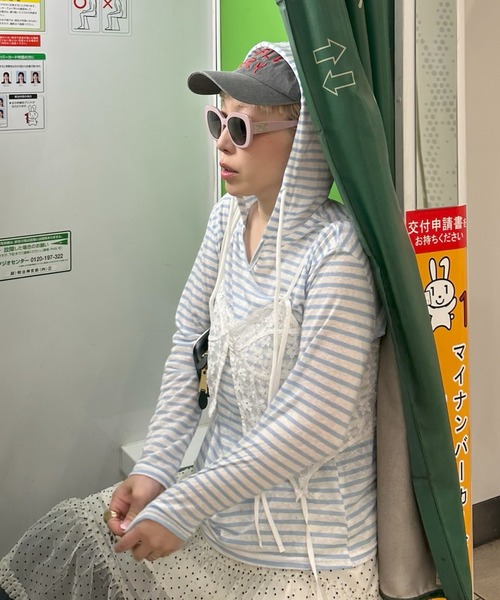 Alley Tokyo(アリートーキョー)の「ボーダーフードシアーT(Tシャツ/カットソー・レディース・ネイビー/イエロー/サックスブルー・FREE)」の19枚目の写真