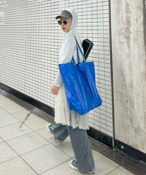 Alley Tokyo(アリートーキョー)の「ボーダーフードシアーT(Tシャツ/カットソー・レディース・ネイビー/イエロー/サックスブルー・FREE)」の16枚目の写真