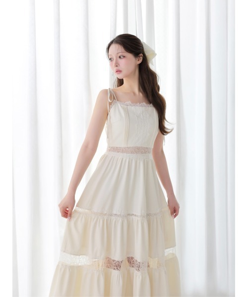 M me eme（エムミーエメ）の「Summer lace long cami onepiece(eme10579)（ワンピース・レディース・ブラック/アイボリー・FREE）」の7枚目の写真