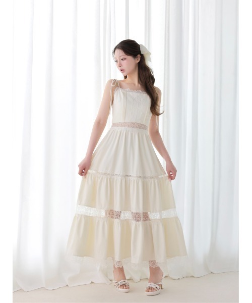 M me eme（エムミーエメ）の「Summer lace long cami onepiece(eme10579)（ワンピース・レディース・ブラック/アイボリー・FREE）」の9枚目の写真