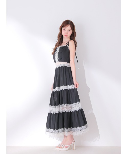 M me eme（エムミーエメ）の「Summer lace long cami onepiece(eme10579)（ワンピース・レディース・ブラック/アイボリー・FREE）」の13枚目の写真
