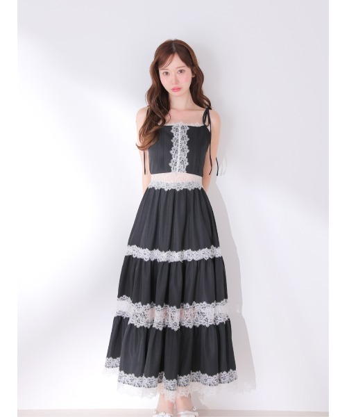 M me eme（エムミーエメ）の「Summer lace long cami onepiece(eme10579)（ワンピース・レディース・ブラック/アイボリー・FREE）」の12枚目の写真