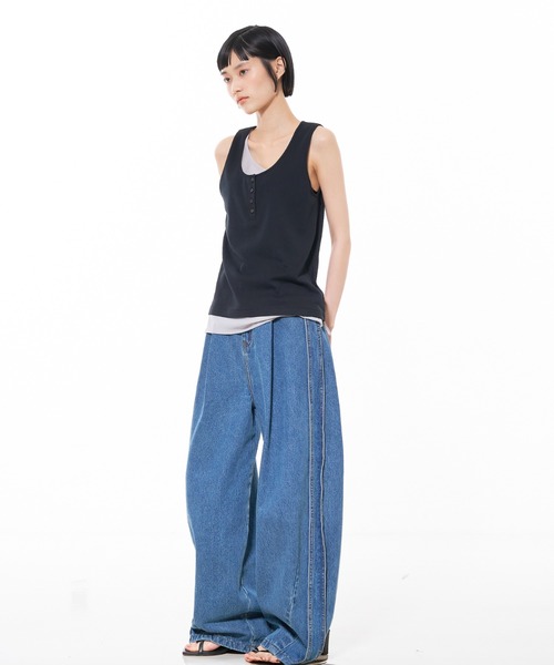 NOMINE(ノミネ)の「ドッキングレイヤード ヘンリーネック タンクトップ(タンクトップ・レディース・チャコールグレー/ブラック/グレー・フリー)」の10枚目の写真