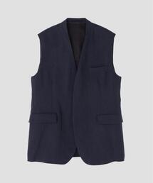 YLEVE / LINEN DOUBLE CLOTH NO SLEEVE JACKET