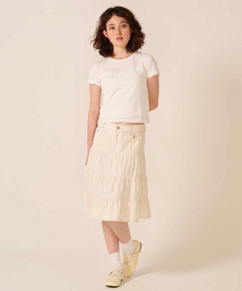 TINA:JOJUN(ティーナジョジュン)の「レース風 刺繍 Tシャツ TINA:JOJUN(Tシャツ/カットソー・レディース・ライトグリーン/ボルドー/ホワイト・M)」の9枚目の写真