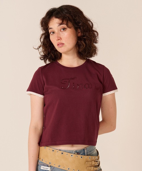 TINA:JOJUN(ティーナジョジュン)の「レース風 刺繍 Tシャツ TINA:JOJUN(Tシャツ/カットソー・レディース・ライトグリーン/ボルドー/ホワイト・M)」の11枚目の写真