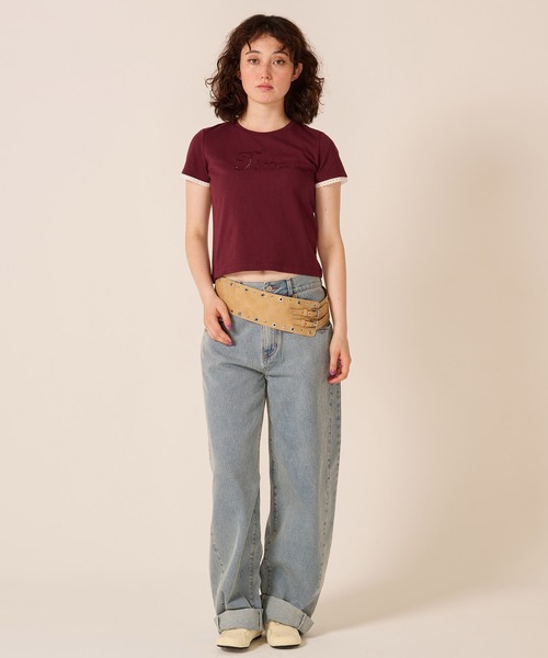 TINA:JOJUN(ティーナジョジュン)の「レース風 刺繍 Tシャツ TINA:JOJUN(Tシャツ/カットソー・レディース・ライトグリーン/ボルドー/ホワイト・M)」の13枚目の写真